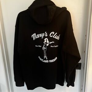 Black Hoodie Unisex L Mary’s Club Portland Oregon Like New